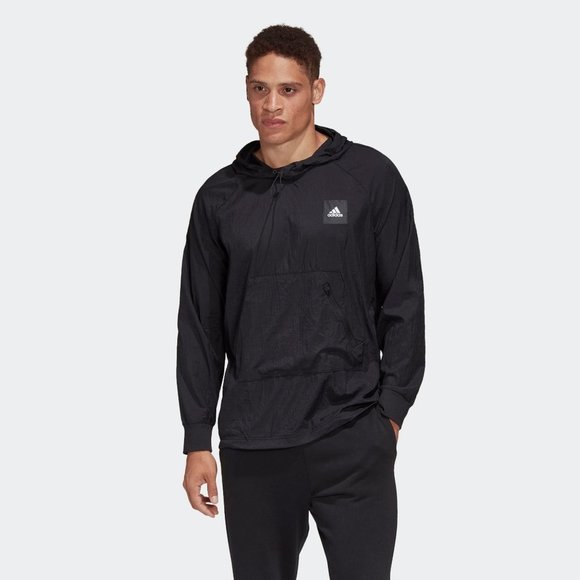 Adidas FQ7226 Must  Haves Woven Sweatshirt Black - Picture 1 of 2